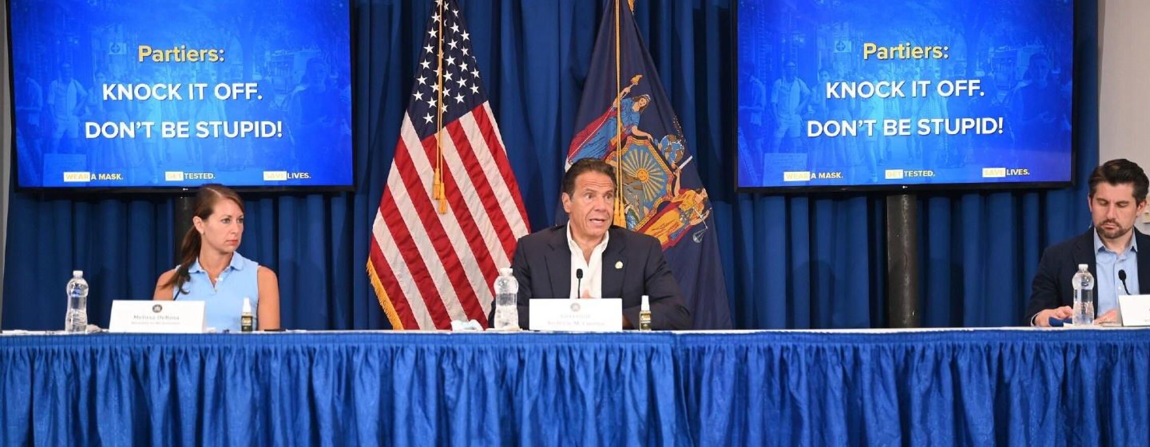 Gov. Andrew Cuomo speaks at a briefing this month.